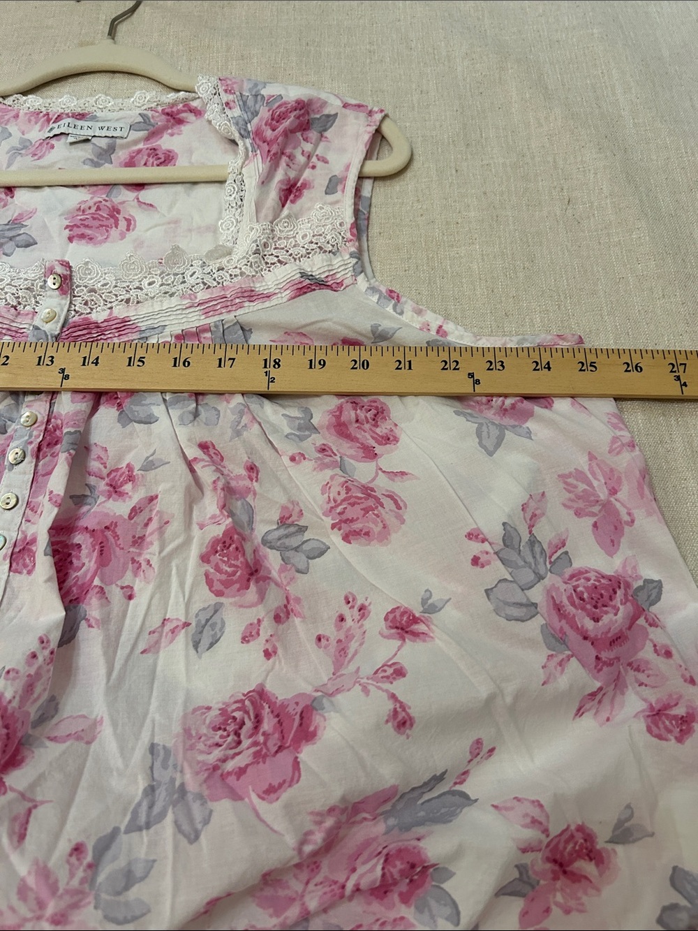 Eileen West Pink Floral Sleeveless Nightgown Size 2X Cottagecore Lace Ruffled - Picture 7 of 12